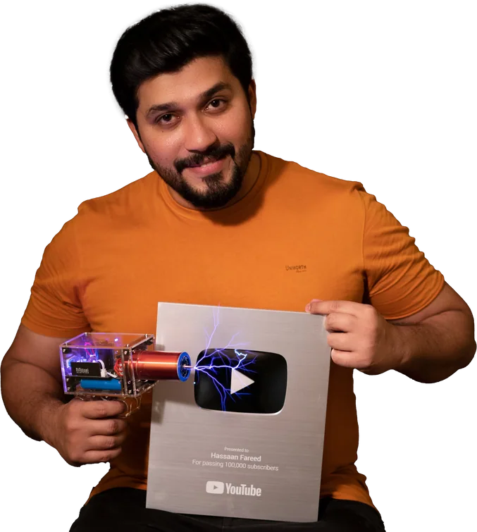 Hassaan with his YouTube Silver Creator Award